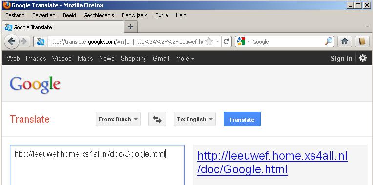 google translate tab